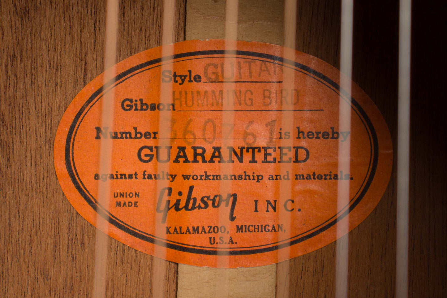 Gibson Hummingbird N Flat Top Acoustic Guitar (1965)