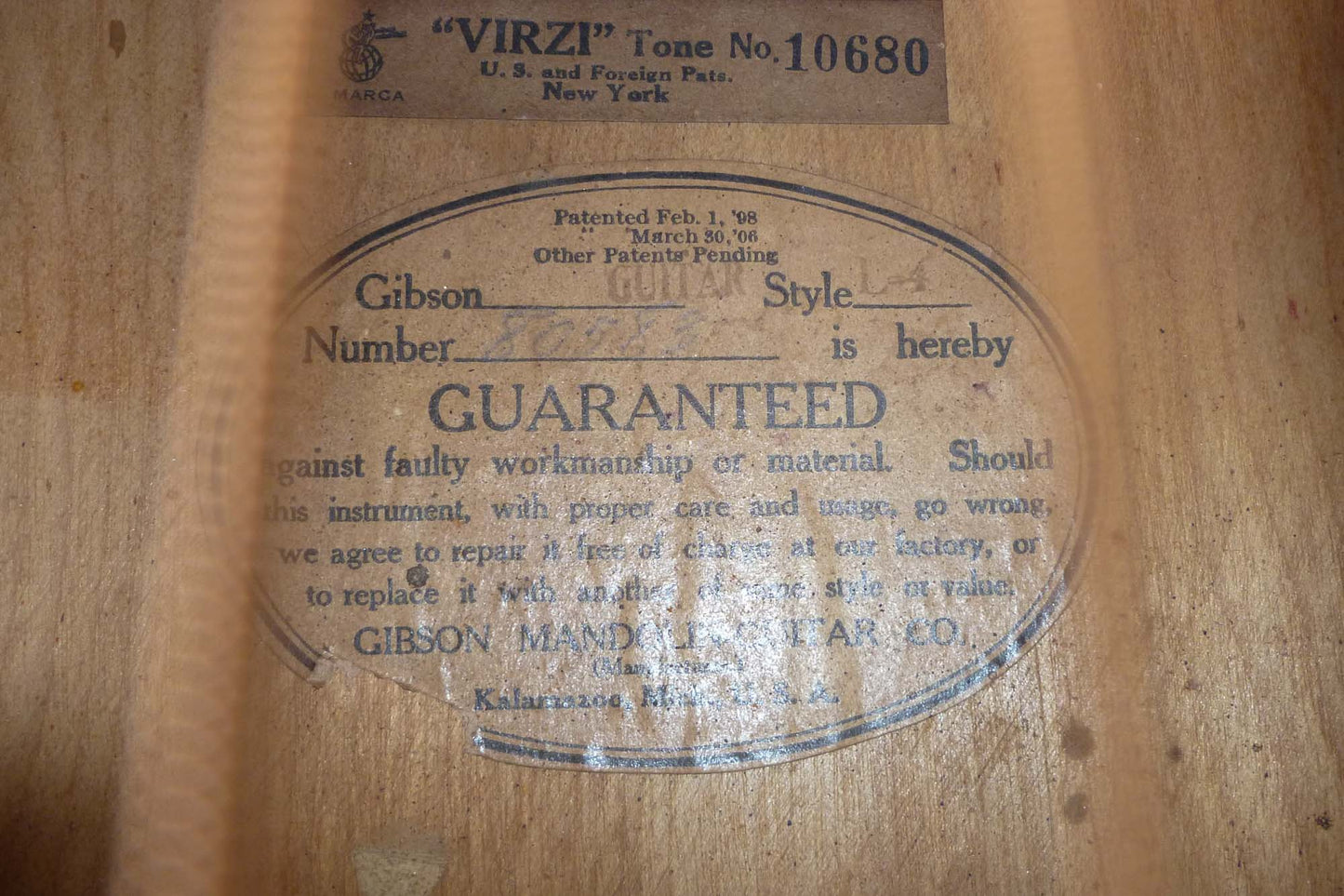 Gibson L-4 with Virzi Tone Producer Arch Top Acoustic Guitar (1925)