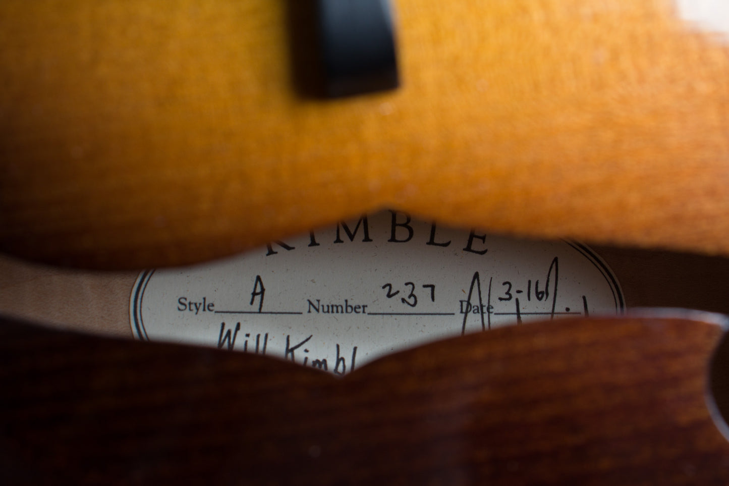 Kimble Style A Carved Top Mandolin (2016)