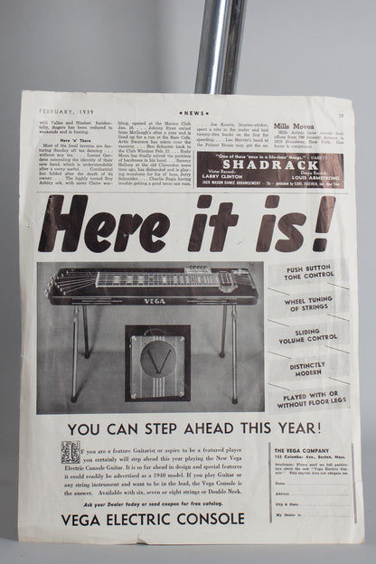 Vega Console Electric High Steel Electric Guitar (1939)