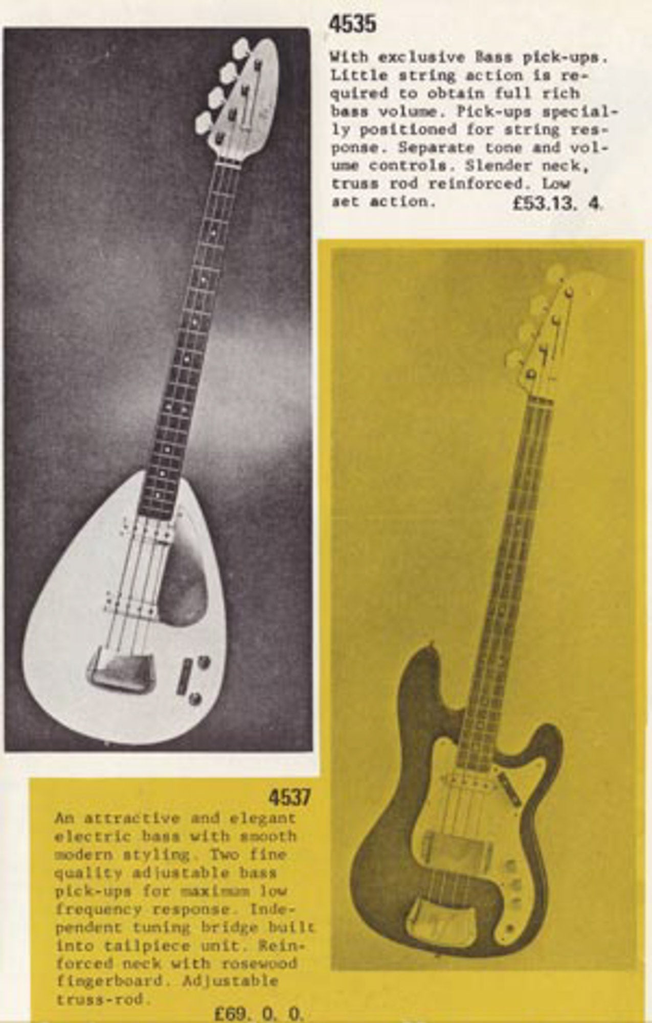 Vox Mark IV/Dallas Arbiter Model 4535 Solid Body Electric Bass Guitar (1965/1968)