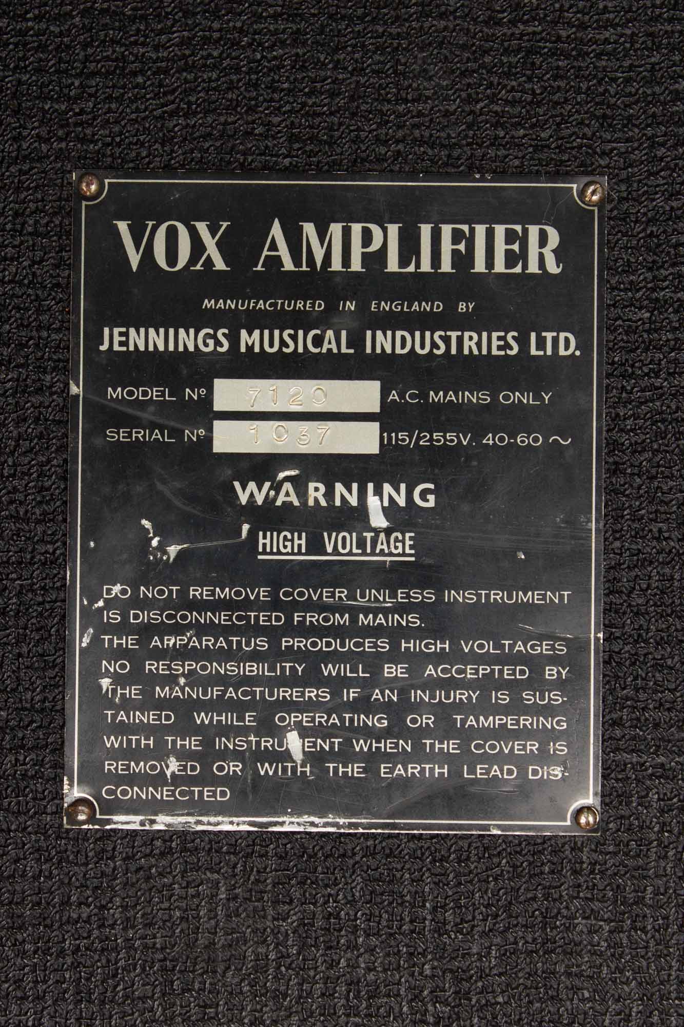 Vox Model UL 7120 Hybrid Head and Cabinet Amplifier (1966)