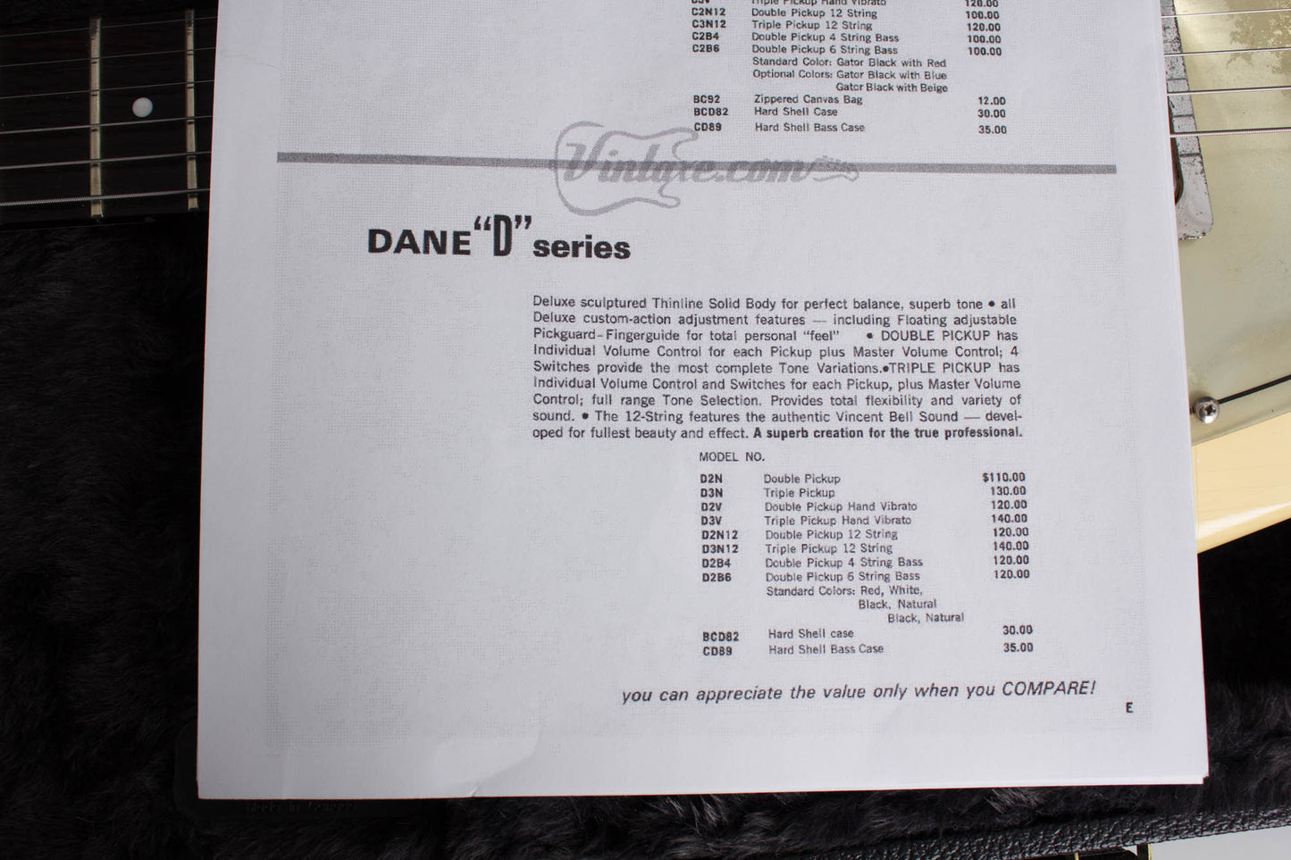 Danelectro Dane D3V Solid Body Electric Guitar (1967)
